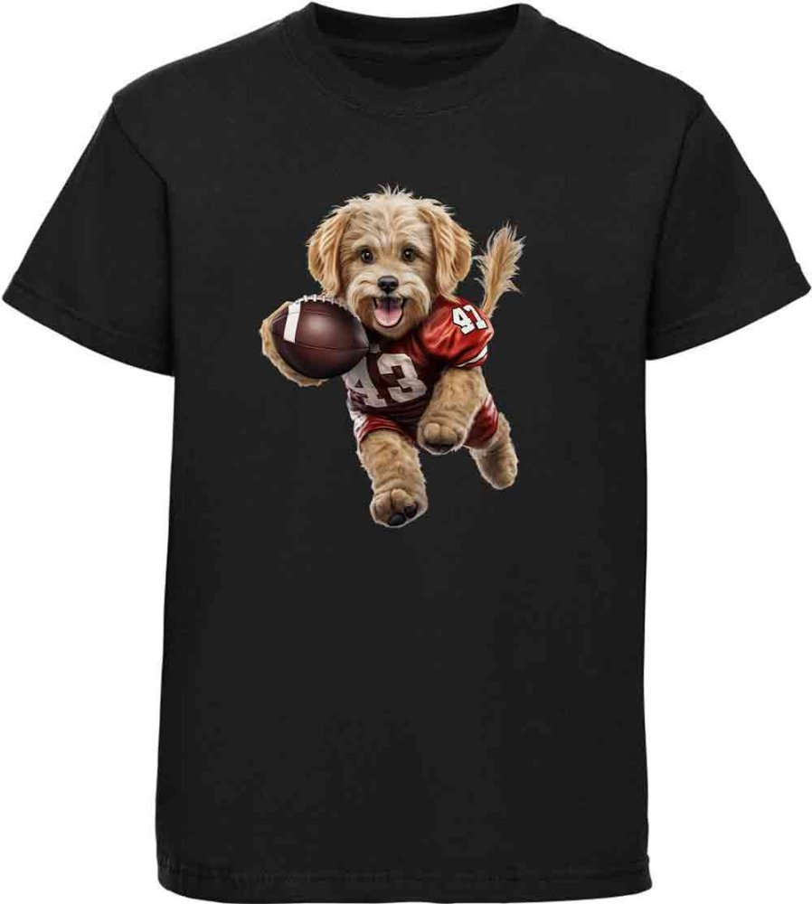 Bedrucktes Kinder T-Shirt Hund im American Football Dress